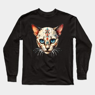 Siamese cat unique skull Long Sleeve T-Shirt